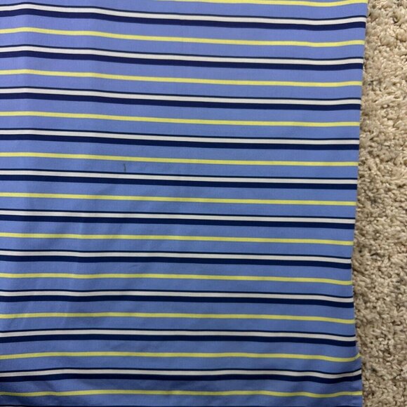 RLX Ralph Lauren Men Golf Polo Shirt Blue Yellow Striped Short Sleeve Large - Picture 10 of 11